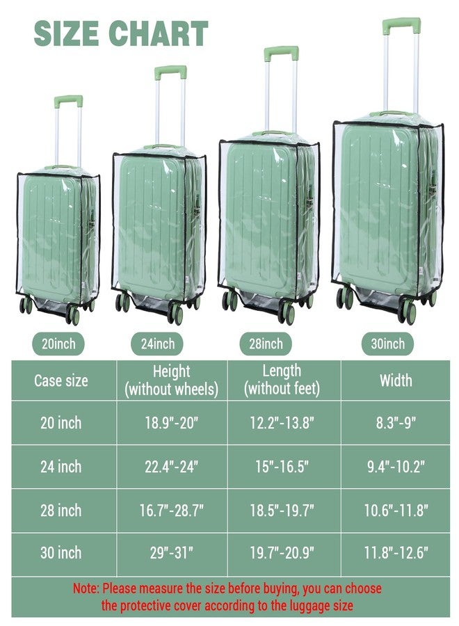 wutfuooo 4 Pieces Clear Luggage Cover PVC Suitcase Protector Waterproof Cover for Luggage Spinner Wheels Suitcase (20 Inches, 24 Inches, 28 Inches, 30 Inches) - Image 2